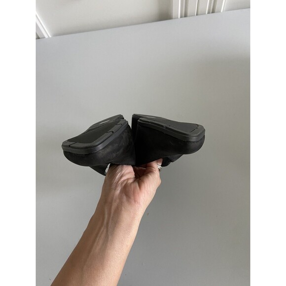 Eileen Fisher Gatwick Slingback Nubuck Shoes 6.5 Black Leather Block Heel New - Picture 6 of 9